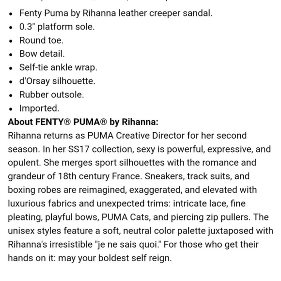 NWOT Puma X Fenty Bow Creeper Leather Slip Ons - Picture 4 of 4